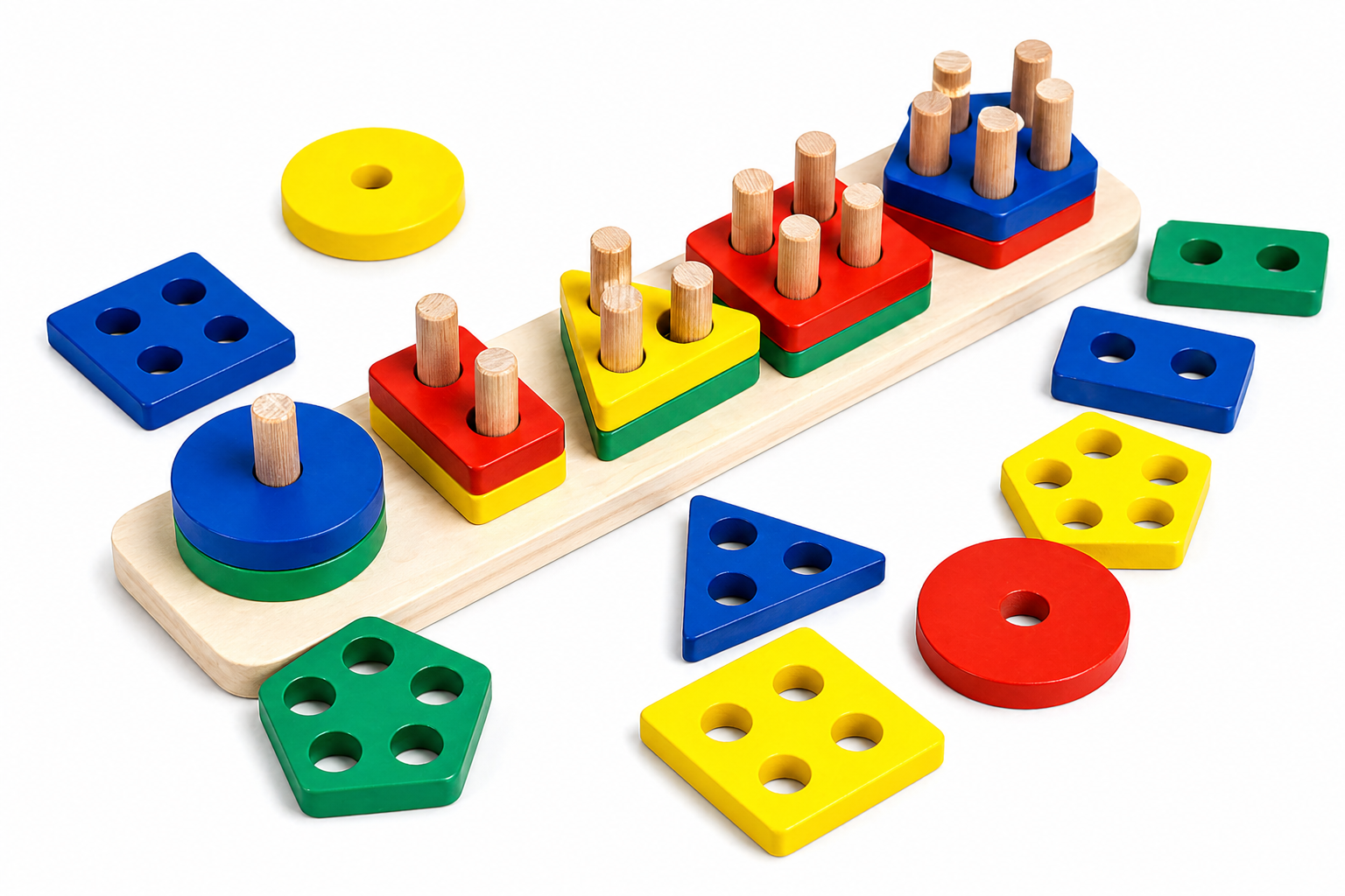 Wooden Angle Geometric Stacker Shape Sorter Blocks