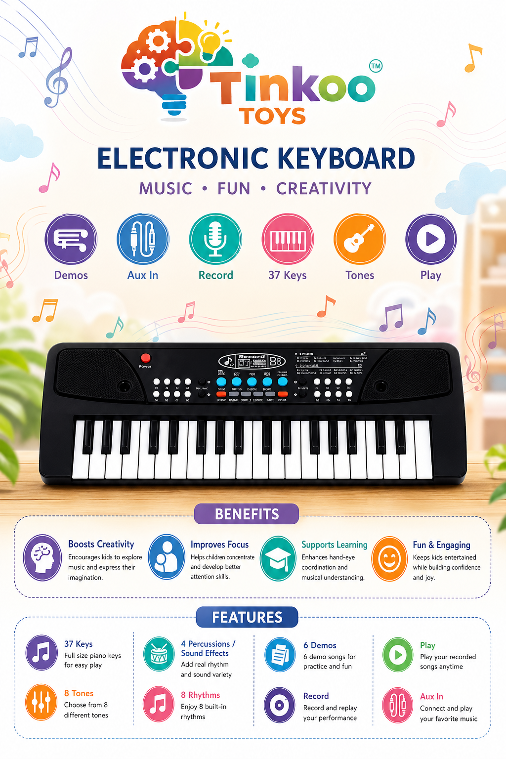 Piano Keyboard with Mic - Image 4