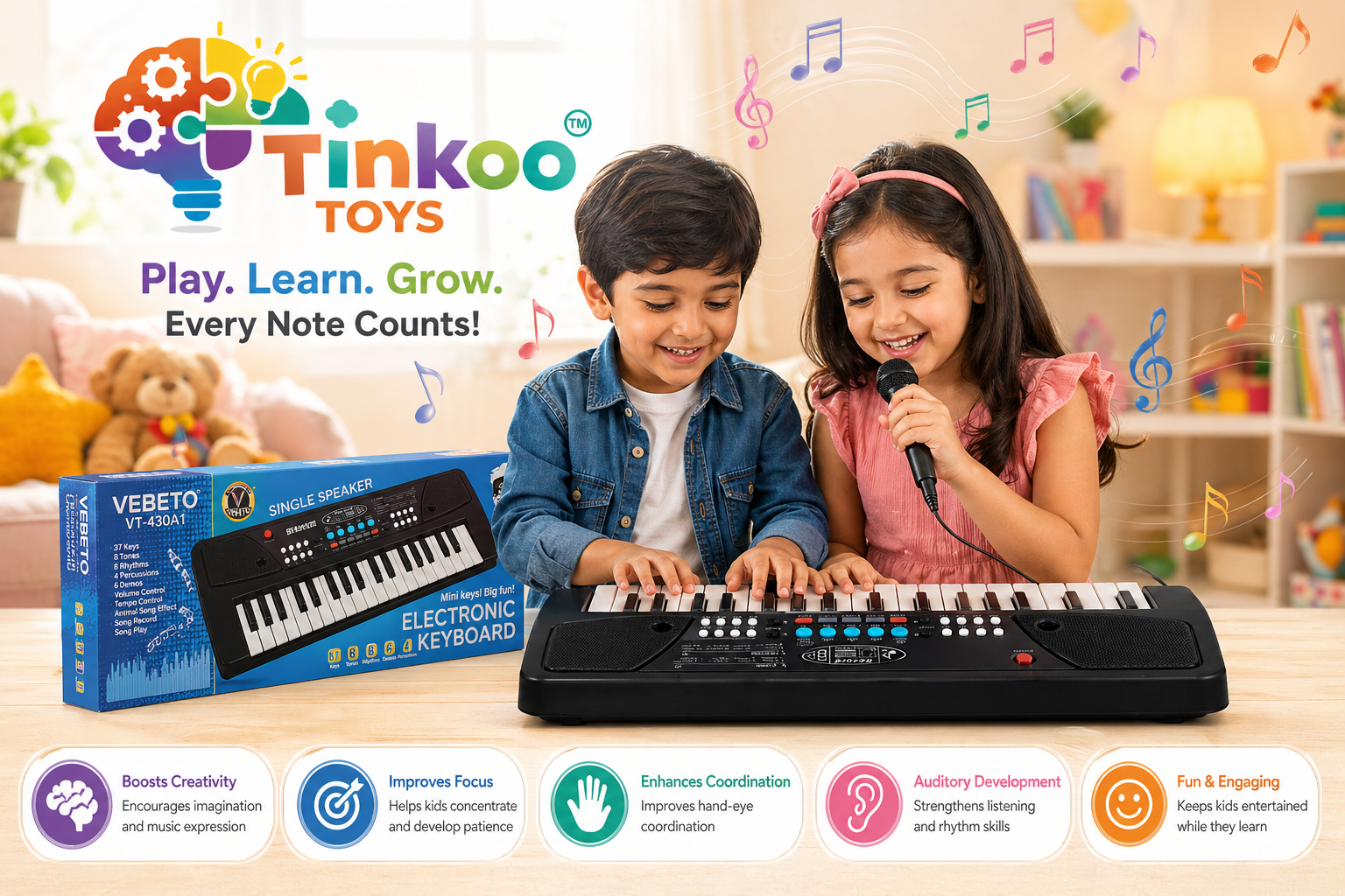 Piano Keyboard with Mic - Image 3